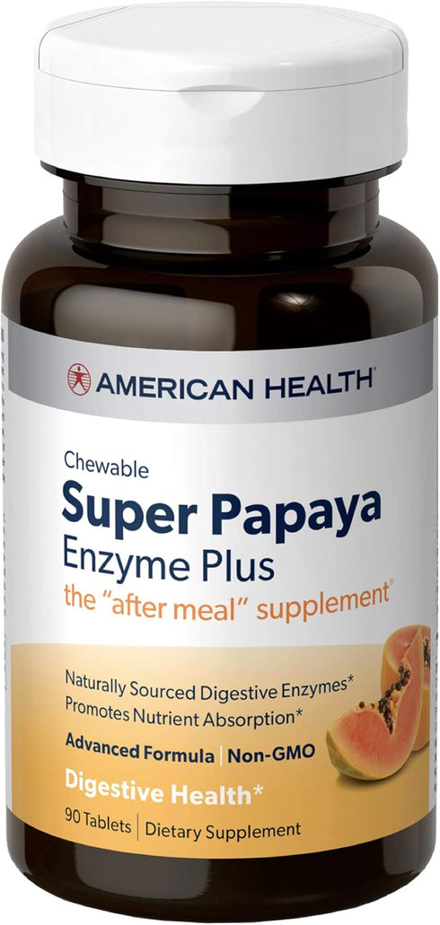 American Health Super Papaya Enzyme Plus, 90 Count...