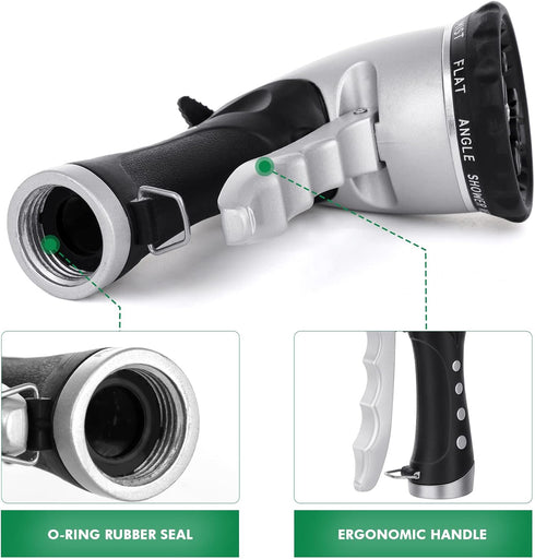 RESTMO Garden Hose Nozzle Sprayer, Heavy Duty Metal Water Hose Nozzle with 10 Different Spray Patterns, High Pressure Hand Sprayer for Watering Pl...