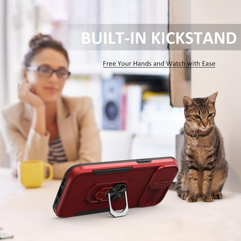 Case for iPhone 15 Plus Phone Case iPhone 15 Plus Case with Kickstand Ring Holder, with Camera Cover, with Magnetic Car Mount Function, for iPhone...