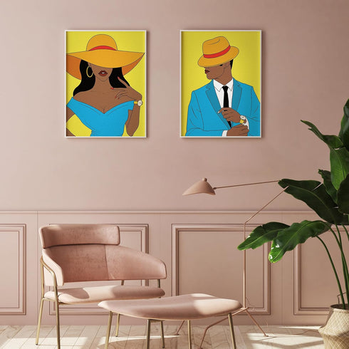 VOCHIC 2 Pack Paint and Sip Kit for Adults Paint Party Kit, Pre Drawn Canvas Painting Date Night Games, Elegant Ladies and Gentlemen Couple Favor ...