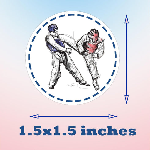 500 PCS Taekwondo Karate Stickers - Kung Fu Theme Party Supplies Decorations Birthday Baby Shower Party Favors Jar Containers Letter DIY Sticker L...