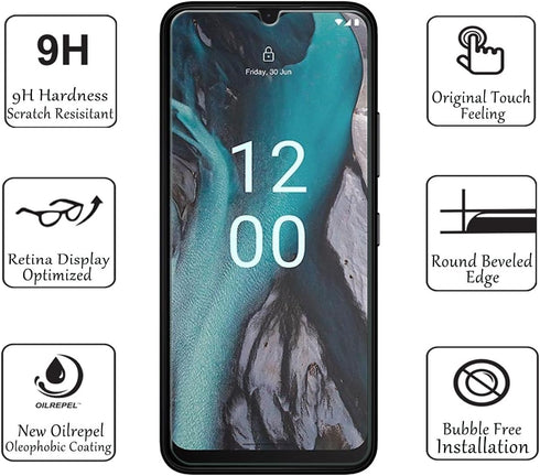 Nokia C22 Screen Protectors (3 Pack), 9H Tempered Glass Film for Nokia C22 Anti-Scratch Anti-Fingerprint Glass Screen Protectors Zero Bubbles Ultr...