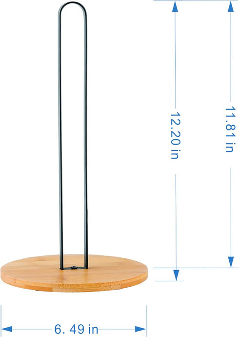 TIEYIPIN Paper Towel Holder, Countertop Roll Stand with Anti-Skid Wooden Bamboo Base for Kitchen, Cabinet, Table...
