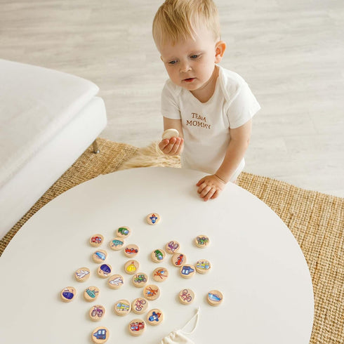 Ulanik Transport Matching Memory Game for Toddlers Age 3 + Year Old Preschool Wooden Board Games for Kids 4-8 Learning & Education Toys — 30 chips...