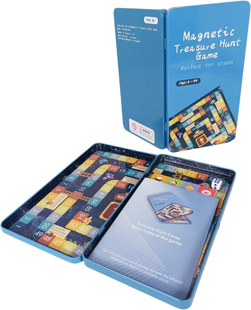 Board Game - Mini Travel Games Magnetic 7 Inch Metal Case - Treasure Hunt...