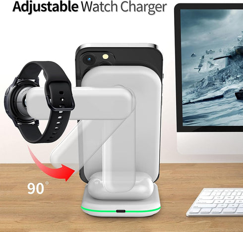 Wireless Charger for Samsung,3 in 1 Charging Station Stand Qi Fast Wireless Charger for S21/S20/S10/Note 20/10/9/8,Galaxy Watch 3/Active 2/Gear S3...