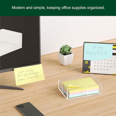 Acrylic Sticky Note Holder, Self-Stick Note Pad Holder W/O Pads - Note Dispenser Memo Pad Holder Desk Organizer for School Office Home (4''x6'' Cl...