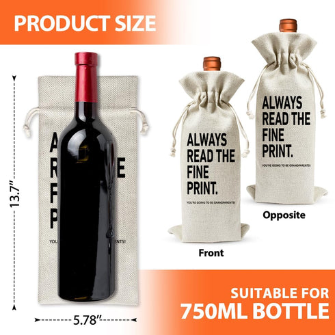 Grandparent To Be Gift Wine Bag, Promoted to New Grandparent Gift, Baby Announcement Gift for New Grandparent, Becoming A Grandparent, Baby Shower...