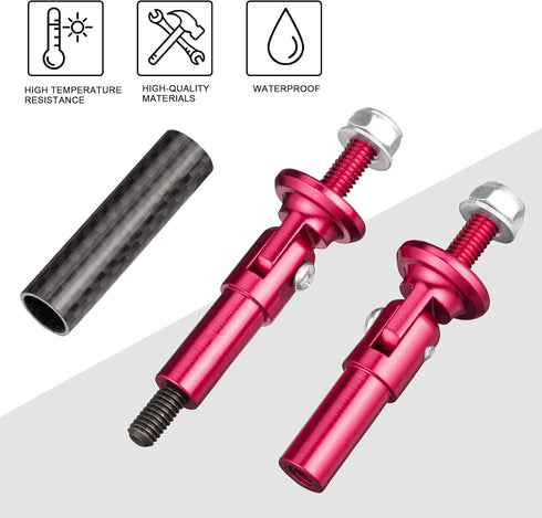 TOMALL 2 Pcs 45mm Car Adjustable Front/Rear Bumper Lip Splitter Support Strut Rod Carbon Fiber Red Universal Auto Bumper Fasteners Lever (Carbon F...