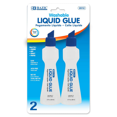 BAZIC Washable Stationery Clear Glue Pen 2.7 Oz. (80 mL), Liquid Clear Glues Adhesive, for Art Crafts Project for School Home (2/Pack), 1-Pack...