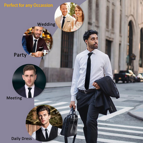 Mantieqingway Mens Tie with Handkerchiefs,3.15'' Business Checked Ties for Men Polyester Silk Necktie Pocket Squares Set...