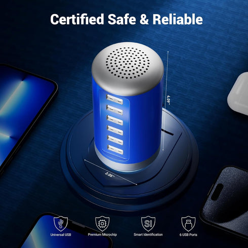USB Charger USB Charging Station 30W 6-Port USB Desktop Charging Station Hub Wall Charger for iPhone iPad Tablets Smartphones Multi-Port Wall Char...