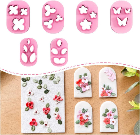 KEOKER Polymer Clay Cutters - Mini Clay Cutters for Polymer Clay Earrings Making, 6 Shapes Floral & Leaf & Butterfly Micro Clay Cutters, Clay Cutt...