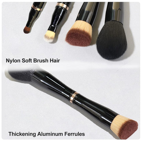 Makeup Brushes Set, Travel Makeup Brush Set with Case, Multi-Tasker 4-in-1 Makeup Brush, Foundation Brush, Powder Brush, Double Ended Makeup Brush...