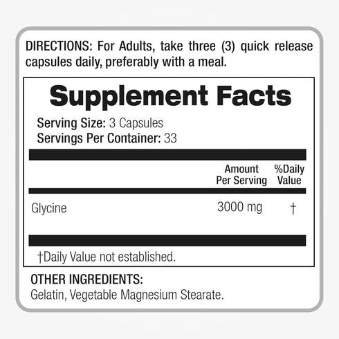 FITO MEDIC'S Lab | glycine | glycine capsules |100 capsules | 3000 mg | glycine supplements | l glycine | glycine powder | Ultra high Absorption....