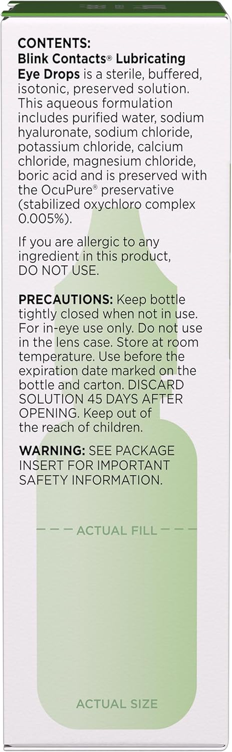 Blink Contacts Lubricating Eye Drops 0.34 fl oz (10 mL), Pack of 3...