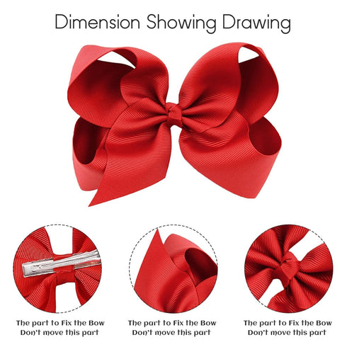 30PCS Big 6 Inch Hair Bows for Girls Grosgrain Ribbon Toddler Hair Accessories with Alligator Clips for Toddlers Baby Girls Kids Teens...