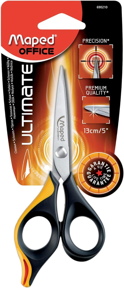 Maped Ultimate Precision Scissors, 5 Inch - Ambidextrous Design - Secure Grip for Precision Work - Sharp & Durable for Crafting - Right & left Han...
