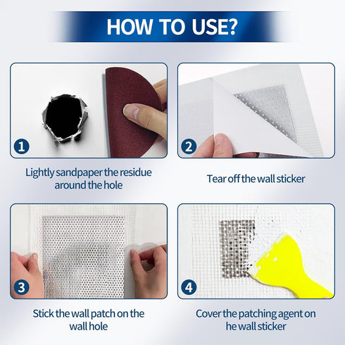 Yuukai 5pcs Drywall Patch Kit (8" x 8"), Self-Adhesive Fiberglass Wall Repair Patch Kit & Aluminum Metal Sheet Drywall Patch, Quick Repair Large H...