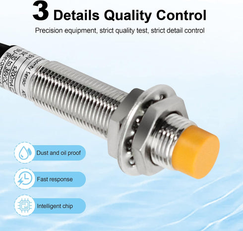 2Pcs M12 Inductive Proximity Sensor, NPN NO Proximity Switch, DC 6V-36V 4mm Normally Open Antivibration Proximity Sensor Reverse Power Protection,...