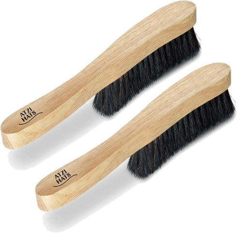 Fedora Hat Brush Lint Remover Duster Brushes for Felt Hats 100% Horse Hair (Black) Wood Brush...