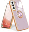 Compatible with Samsung Galaxy S21 Case, Finger Ring Holder Case Rose Gold Plating Design for Women Girls Rotating Holder Kickstand Magnetic Shock...