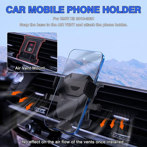 Karltys Car Phone Holder for BMW X3 2018-2021 (NOT for 22-23 X3) /X4 2019-2021 Accessories Cell Phone Holder Air Vent Mount for 4-7 Inch Phones Ha...