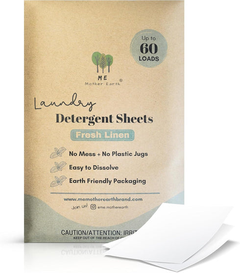 Laundry Detergent Sheets - Up to 60 Loads, Ultra-Convenient Concentrated Liquidless Sheets, Hypoallergenic, Plastic-Free & Eco-Friendly Packaging,...