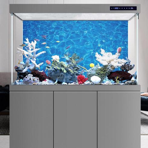 AWERT Vinyl 30x12 inches Underwater Aquarium Background Blue Ripped Water Fish Tank Background Swimming Pool Terrarium Background...