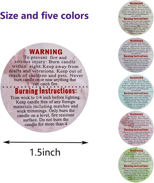 1000 PCS Candle Warning Labels, 1.5inch Round Candle Safety Labels Sticker for Candle Making DIY Candle Jars (Colourful)...