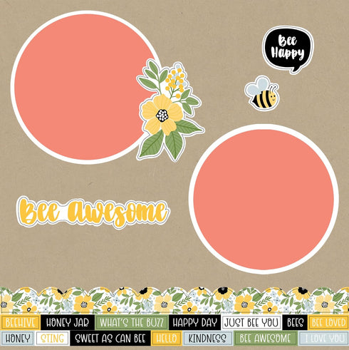 Bee Scrapbook Stickers - Kit with Honey Bee Scrapbook Paper 12x12 Inch | Floral, Bee Cardstock Paper, Sticker Set for DIY Craft, Card Making, Albu...