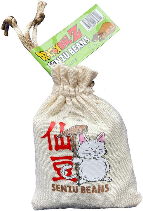 Boston America Dragonball Z Senzu Beans Candy 1 Collectible Korin Drawstring Bag Sour Green Apple Flavored Candy Green, Brown 2 Ounce (Pack of 1)...