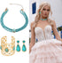 FUNOJOY Pearl Collar Statement Necklace for Women Chunky Pearl Costume Jewelry Sets for Women Including Pearl Earrings Pearl Bracelets Simulated P...