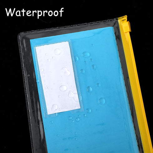 10 Pack Plastic Zip Envelope A6 Size Zipper Pouch with Label Pocket Assorted Clear Pencil Case Waterproof Transparent Cash Envelopes for Office Lo...