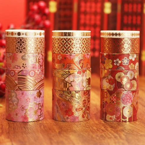 YUBBAEX Splendid Gold Washi Tape Set Embroidery Pattern Foil Decorative Tapes for Arts, DIY Crafts, Journal Supplies, Planners, Scrapbook, Gift Wr...