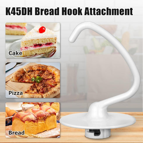 K45DH Dough Hook for Kitchenaid Stand Mixer Bread Attachment K45 K45SS KSM90 KSM150 KSM75 KSM103 Bread Hook Replacement Attachment, 4.5/5.0 Quart ...