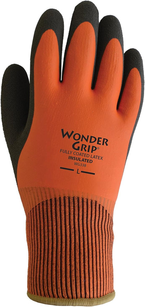 LFS WG338L Insulated Double-Dipped Incredibly Comfortable Work Gloves Latex Coated Water Resistance Black Palm, Large (Pack of 1)...