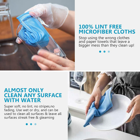 12 Pcs Microfiber Glass and Window Cleaning Cloths,12" x 12" Lint Free Streakless Buff Polishing Cloth,Quickly Clean Windows, Windshields, Mirrors...