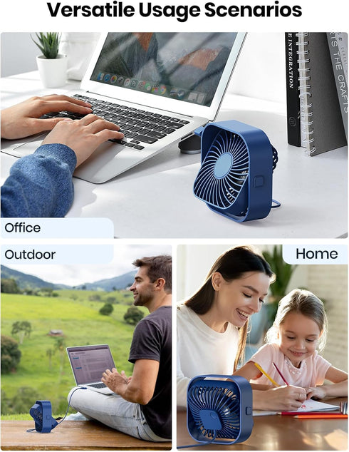 TOPK USB Desk Fan 2Pack Mini Personal Fan Portable, Strong Airflow & Quiet Operation, USB Powered, Three-Speed Wind Small USB Fan for Desk, 360° R...