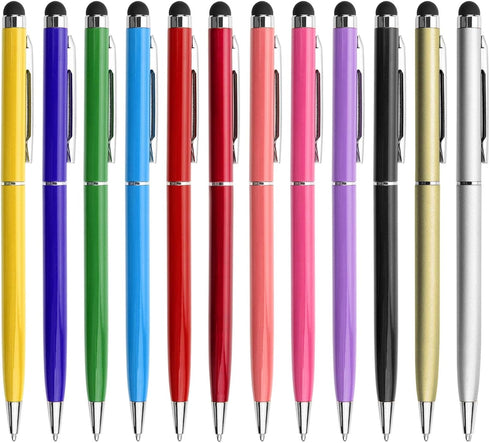 12 Pack Stylus Pens for Touch Screens innhom Stylus Pen for ipad Compatible with iPad iPhone Tablets Samsung Kindle and Black Ink Ballpoint Pens-2...