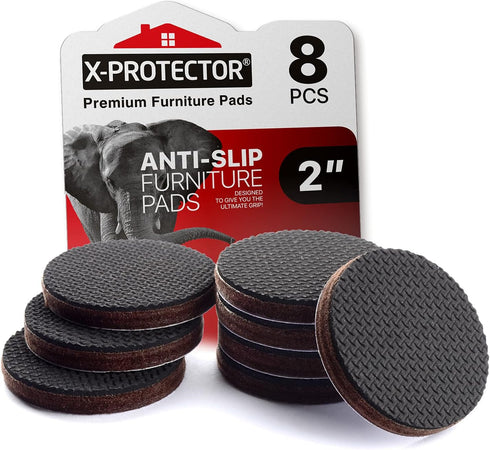 X-PROTECTOR Non Slip Furniture Pads - 8 pcs Premium Furniture Grippers 2"! Self-Adhesive Rubber Feet Furniture Feet - Ideal Non Skid Furniture Pad...