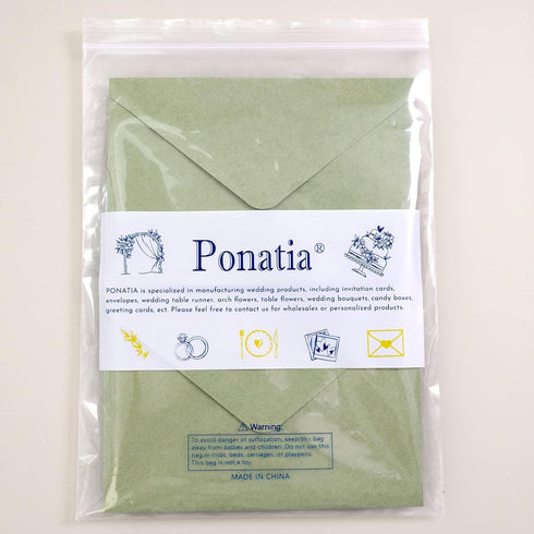PONATIA 50 Pack A4 Envelopes, 4 1/4 x 6 1/8 Inches Sage Green Envelopes Perfect for Christmas Gift Cards Envelopes, Wedding Details Cards, Thank Y...