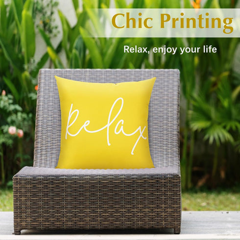 Waterproof Outdoor Throw Pillow Cover, 2 Pack Relax Printing Throw Pillow Case UV Protection Garden Cushion Cover for Patio Sofa Couch Balcony Chr...