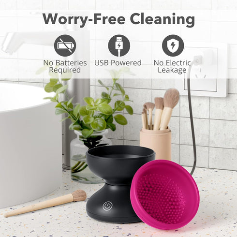 Electric Makeup Brush Cleaner Machine - Alyfini Portable Automatic USB Cosmetic Brushes Cleaner Cleanser Tool for All Size Beauty Makeup Brush Set...