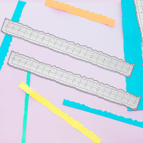 3 Pieces 8.4 Inches Irregular Edges Ruler Deckle Edges Ruler Measuring Embossing Cutting Dies Paper Tearing Ruler for Card Making Scrapbooking Cra...