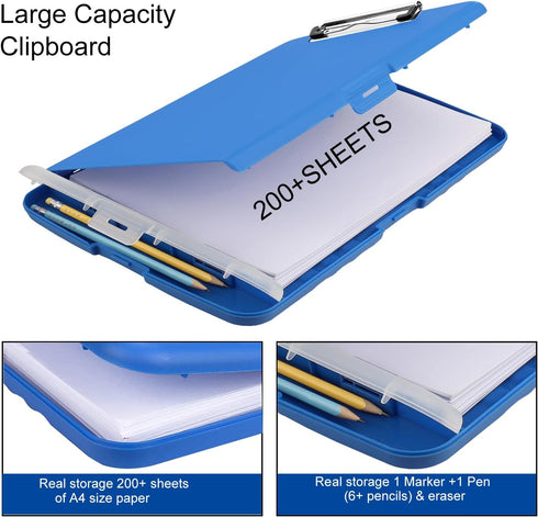 Clipboard with Storage,Clip Boards 8.5x11 with Storage,Large Capacity Clipboards,with Low Profile Clip,with Pen Holder Plastic Storage Clipboard F...