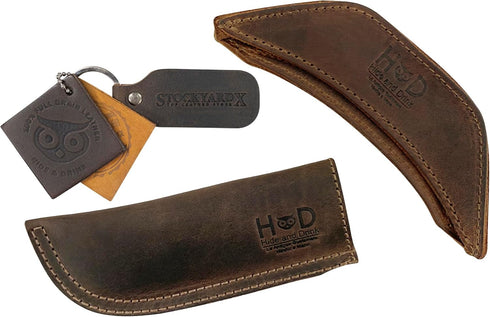 Hide & Drink, Rustic Leather Hot Handle Holders (Set of 2) Panhandle, Side Kick, Assist Grip for Cast Iron Skillets & Pans, Double Layered, Handma...