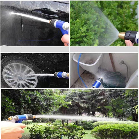 Garden Hose Nozzle, 100% Heavy Duty Metal Spray Nozzle High Pressure Water Nozzle with 4 Patterns for Watering Garden, Washing Cars and Showering ...