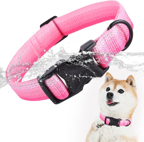 Lionet Paws Waterproof Dog Collar,Gradient Reflective Pink Collar for Small Medium Dog,Safety Buckle Dog Collar for Dog Girl Boy Gift,XS, Neck 8-1...