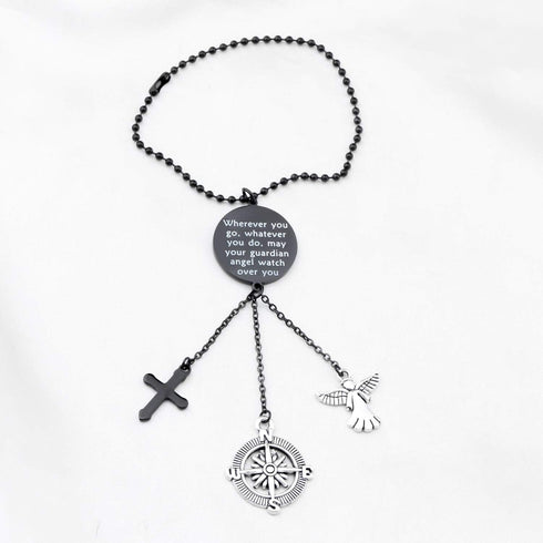 LQRI Guardian Angel Car Charm Guardian Angel Rearview Mirror Gift Wherever You Go May Your Guardian Angel Watch Over You Interior Accessories Car ...